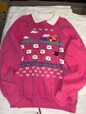 90s Lifestyles "Black Sheep" Pink Collared Pullover Sweatshirt XL